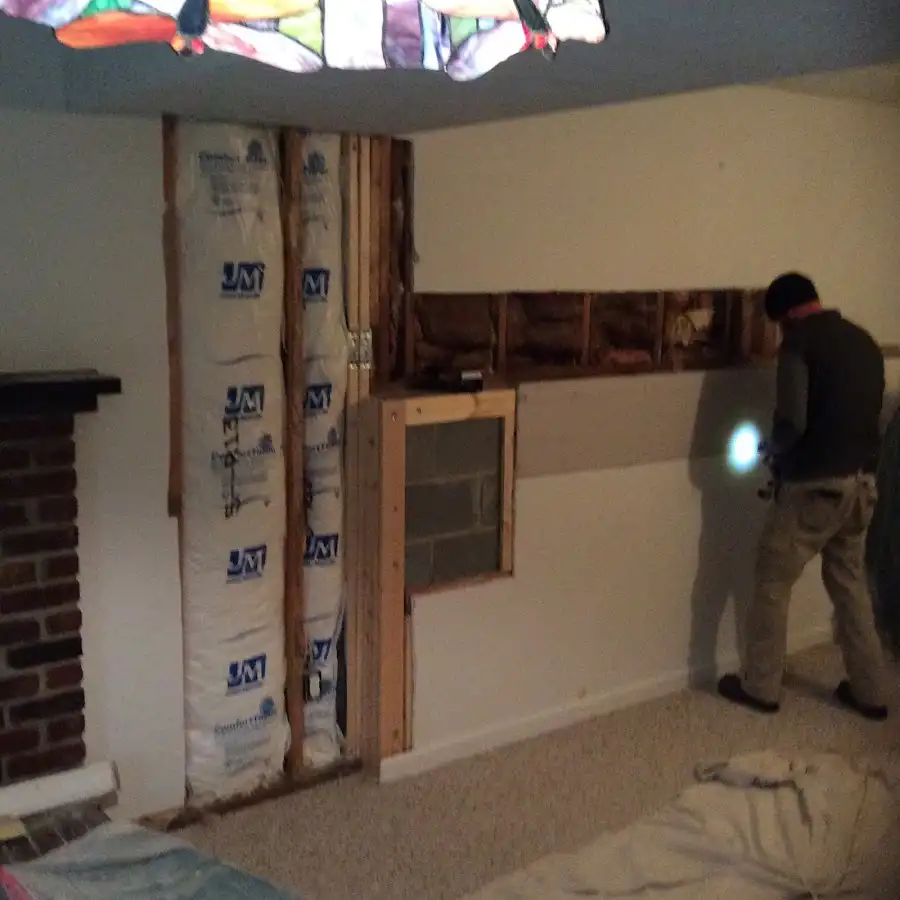 Restoration technician inspecting water damage in Saugus